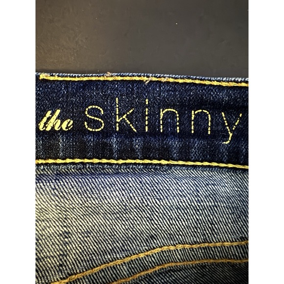 7 FOR ALL MANKIND The Ankle Skinny Jeans Raw Hem‎  Size 27x 32L Dark Wash - Picture 6 of 10